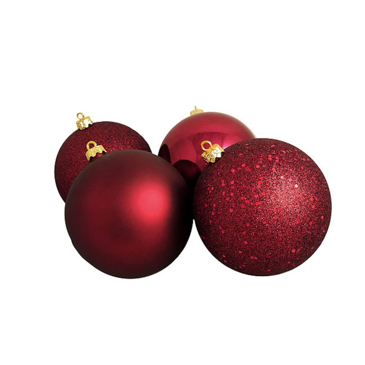 4ct 6&#x22; Shatterproof 4-Finish Christmas Ball Ornaments